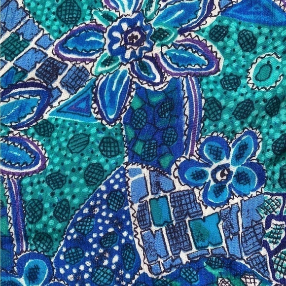 Vintage floral faux wrap pleated crepe mini skirt - Picture 6 of 7